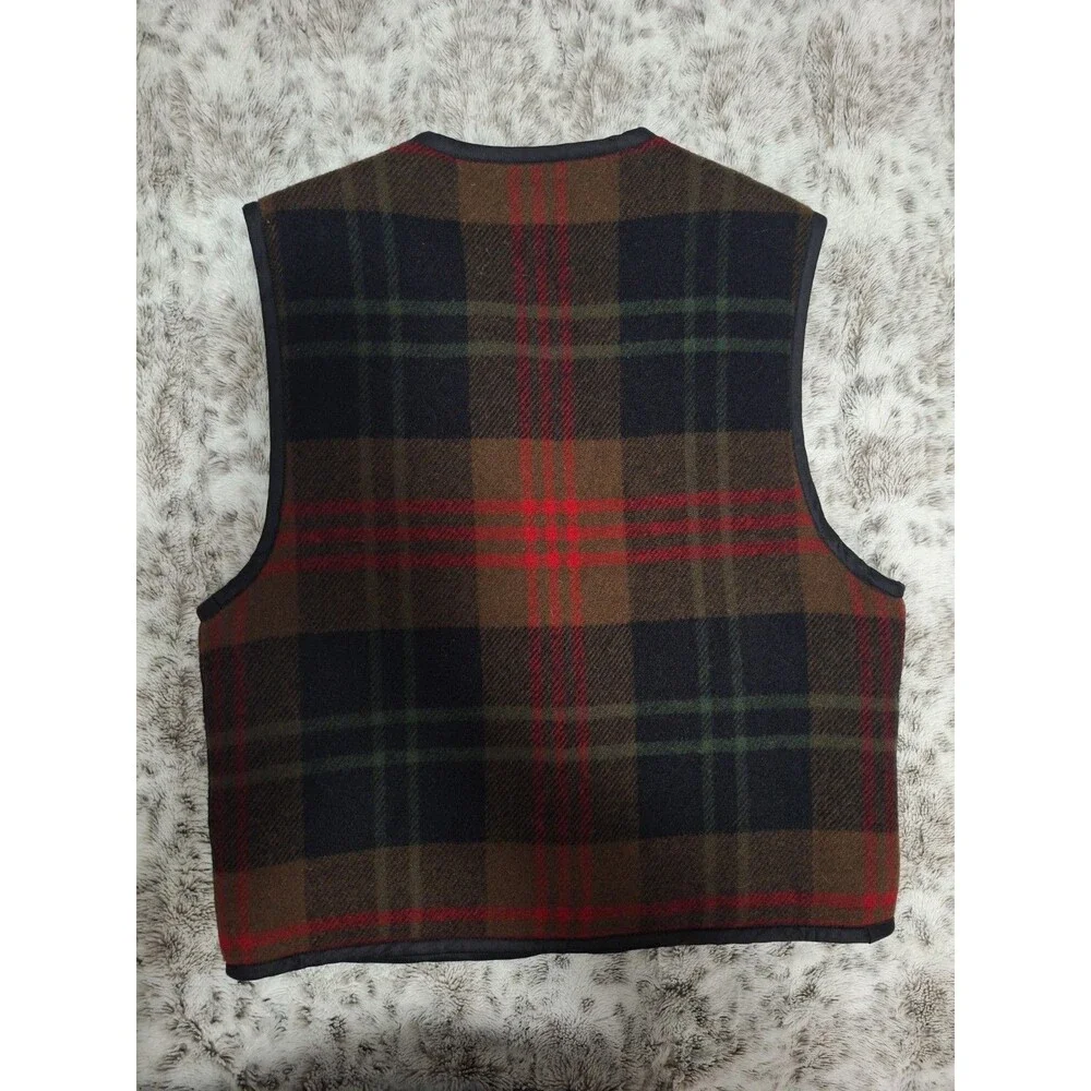 Vintage J Crew Oarsman Vest Mens Small Plaid Wool Blend Sherpa Lined interior